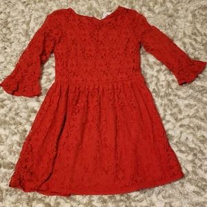 Lovely red, soft girls lace dress